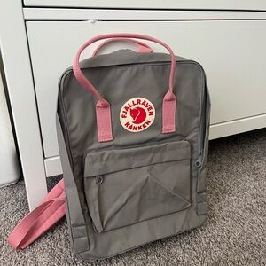 Fjallraven Kanken Gray and Pink Backpack